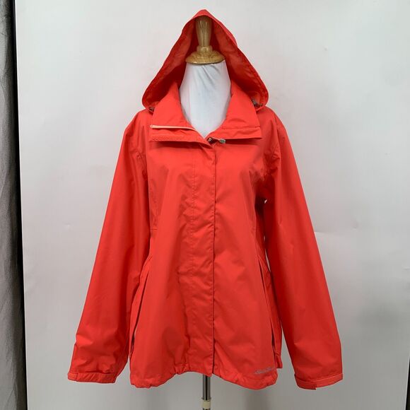 Eddie Bauer Windbreaker Jacket Womens L Large Mesh Lined Zip Up Hidden Hoodie - Picture 2 of 16
